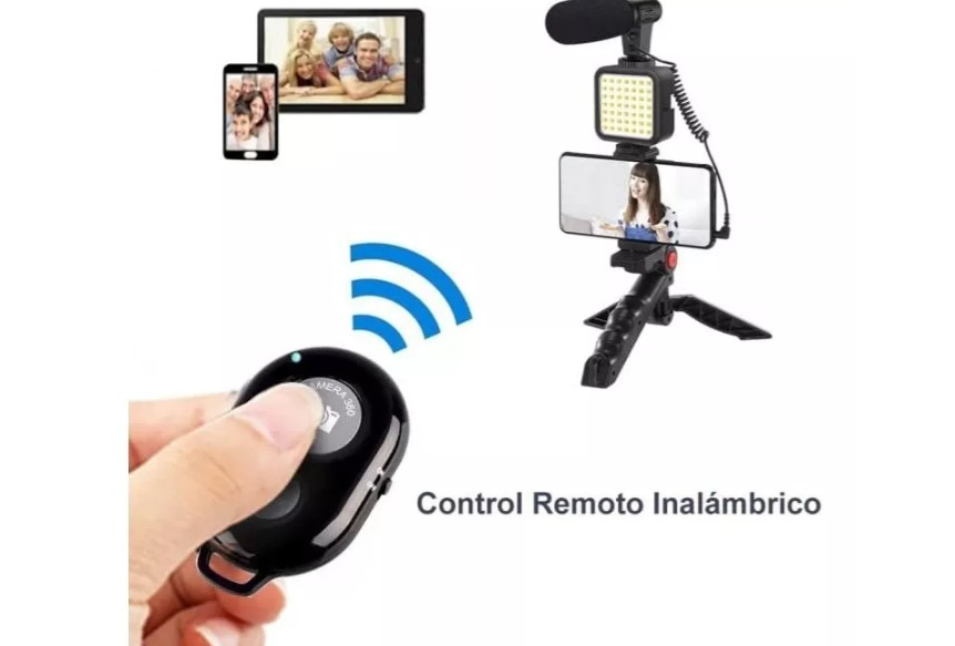 Kit Trípode Celular con Luz LED y Micrófono - Streaming