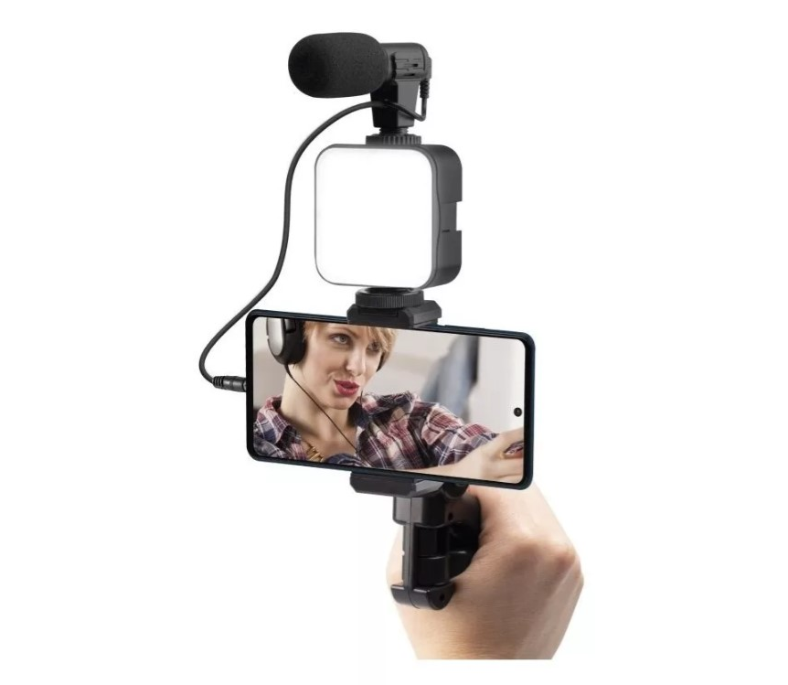 Kit Trípode Celular con Luz LED y Micrófono - Streaming