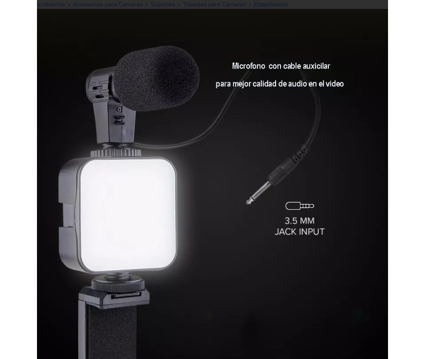 Kit Trípode Celular con Luz LED y Micrófono - Streaming