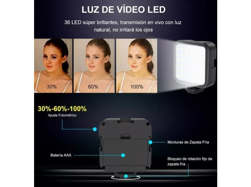 Kit Trípode Celular con Luz LED y Micrófono - Streaming